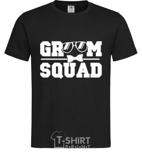 Мужская футболка Groom squad glasses Черный фото