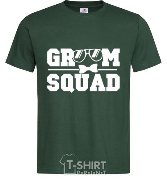 Мужская футболка Groom squad glasses Темно-зеленый фото