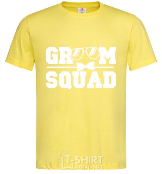 Men's T-Shirt Groom squad glasses cornsilk фото