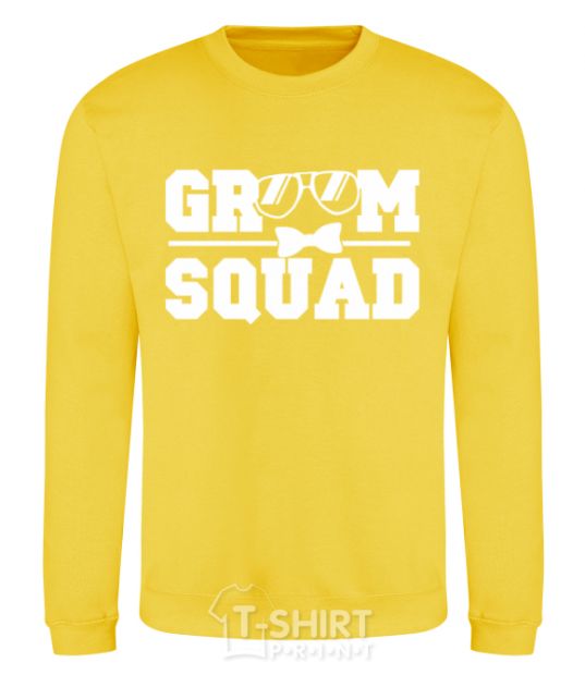Sweatshirt Groom squad glasses yellow фото