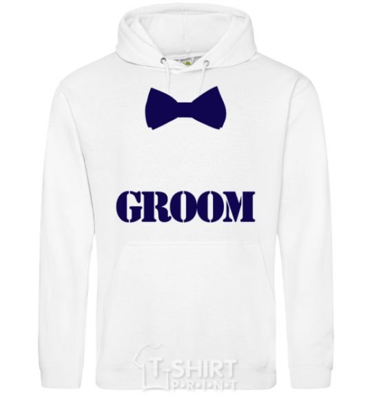 Men`s hoodie Groom butterfly White фото