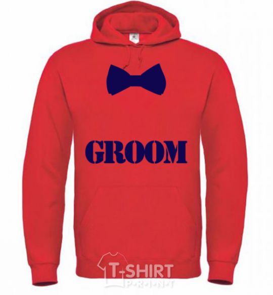 Men`s hoodie Groom butterfly bright-red фото