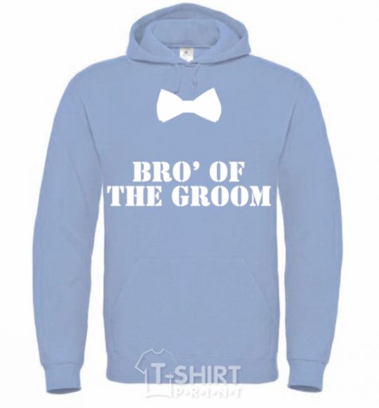 Men`s hoodie Bro' of the groom butterfly sky-blue фото