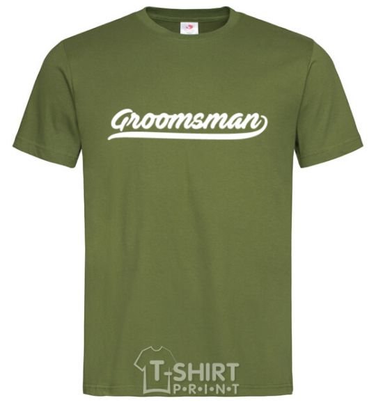 Мужская футболка Groomsman line Оливковый фото
