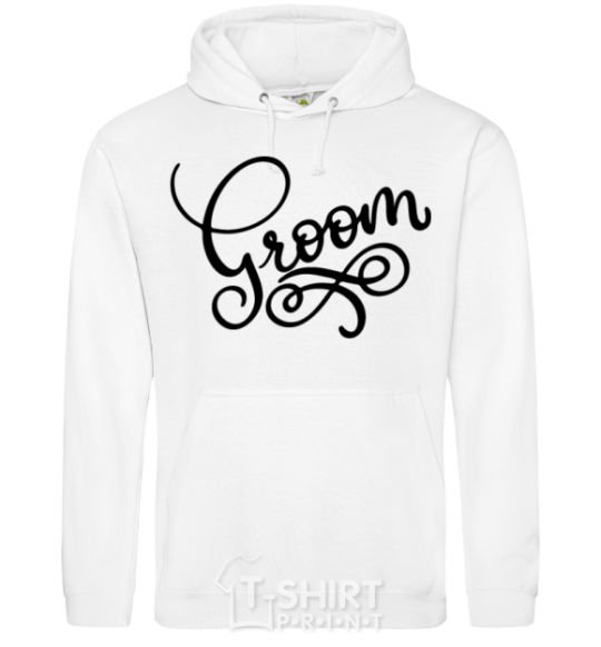 Men`s hoodie Groom monograms White фото