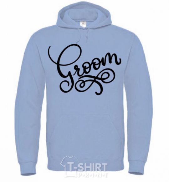 Men`s hoodie Groom monograms sky-blue фото