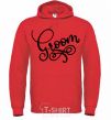 Men`s hoodie Groom monograms bright-red фото