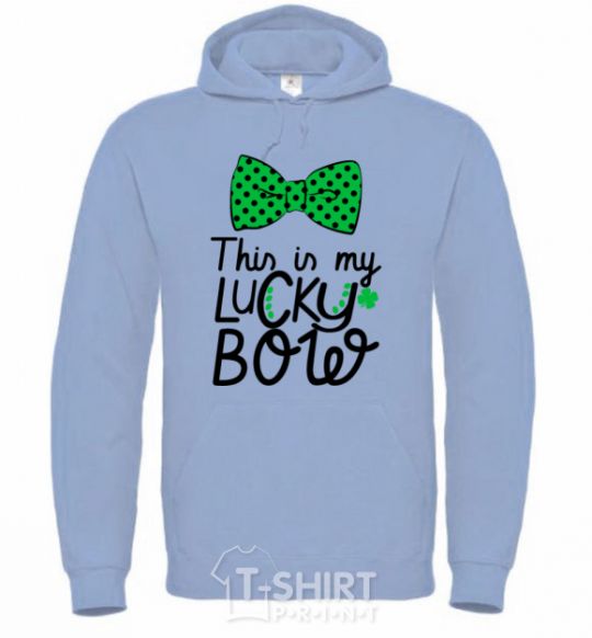 Men`s hoodie This is my lucky bow sky-blue фото