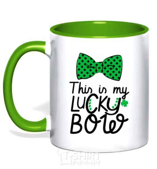 Mug with a colored handle This is my lucky bow kelly-green фото