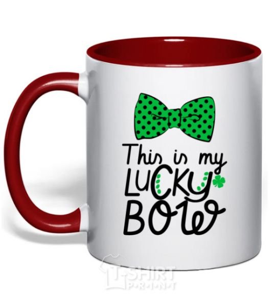 Mug with a colored handle This is my lucky bow red фото