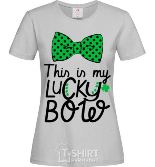 Women's T-shirt This is my lucky bow grey фото
