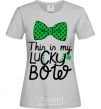 Women's T-shirt This is my lucky bow grey фото
