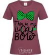 Women's T-shirt This is my lucky bow burgundy фото