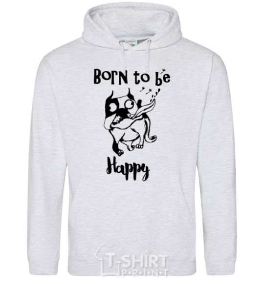 Мужская толстовка (худи) Born to be happy Серый меланж фото