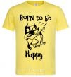 Мужская футболка Born to be happy Лимонный фото