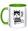 Mug with a colored handle Super star dog kelly-green фото