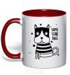Mug with a colored handle Super star dog red фото