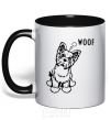 Mug with a colored handle Woof black фото