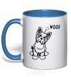 Mug with a colored handle Woof royal-blue фото