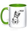 Mug with a colored handle Woof kelly-green фото