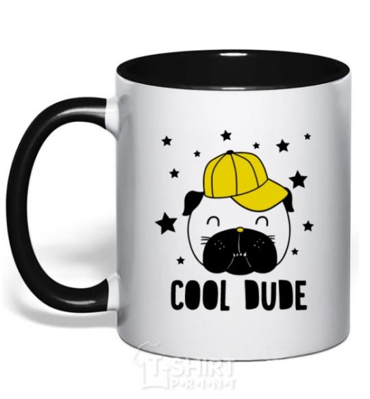 Mug with a colored handle Cool dude black фото
