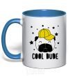 Mug with a colored handle Cool dude royal-blue фото