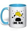Mug with a colored handle Cool dude sky-blue фото