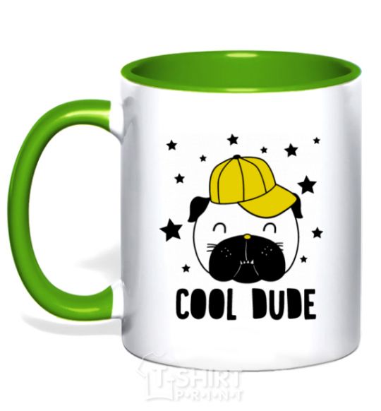 Mug with a colored handle Cool dude kelly-green фото