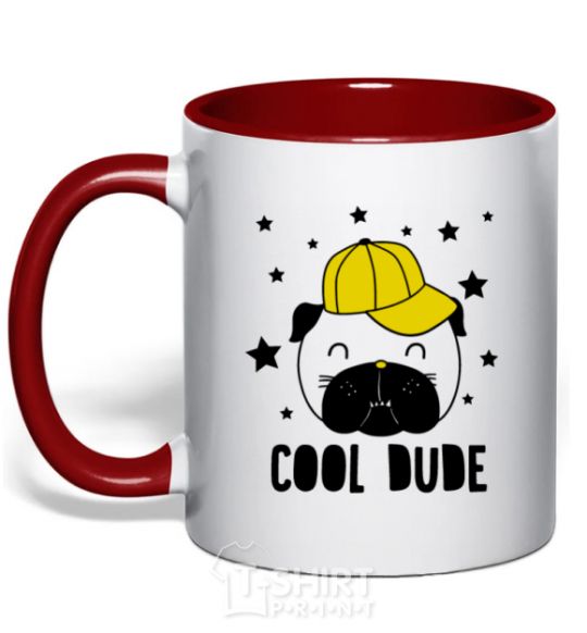 Mug with a colored handle Cool dude red фото