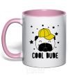 Mug with a colored handle Cool dude light-pink фото