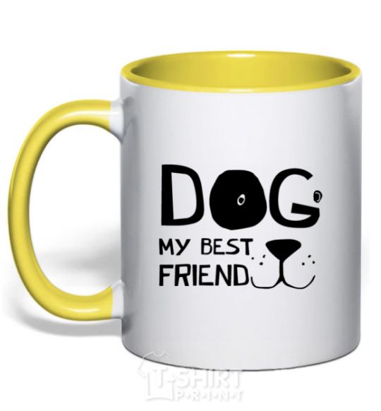 Чашка с цветной ручкой Dog my best friend Солнечно желтый фото