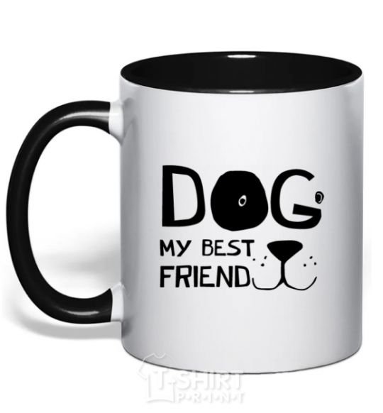 Mug with a colored handle Dog my best friend black фото