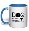 Чашка с цветной ручкой Dog my best friend Ярко-синий фото