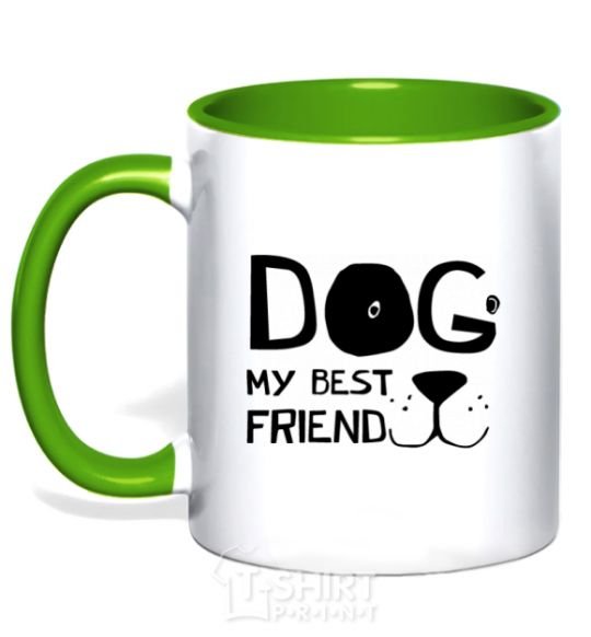 Mug with a colored handle Dog my best friend kelly-green фото