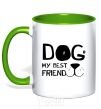 Mug with a colored handle Dog my best friend kelly-green фото