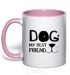 Mug with a colored handle Dog my best friend light-pink фото