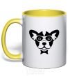 Mug with a colored handle Doggie yellow фото