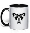 Mug with a colored handle Doggie black фото