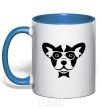 Mug with a colored handle Doggie royal-blue фото