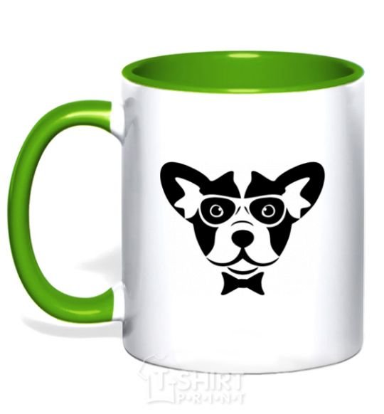 Mug with a colored handle Doggie kelly-green фото