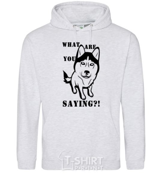 Men`s hoodie What are you saying sport-grey фото