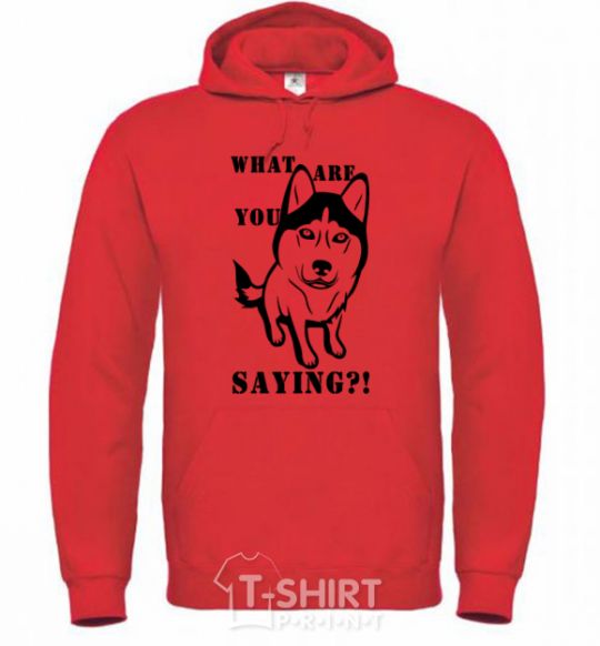 Men`s hoodie What are you saying bright-red фото