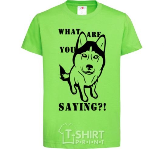 Kids T-shirt What are you saying orchid-green фото