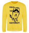 Sweatshirt What are you saying yellow фото