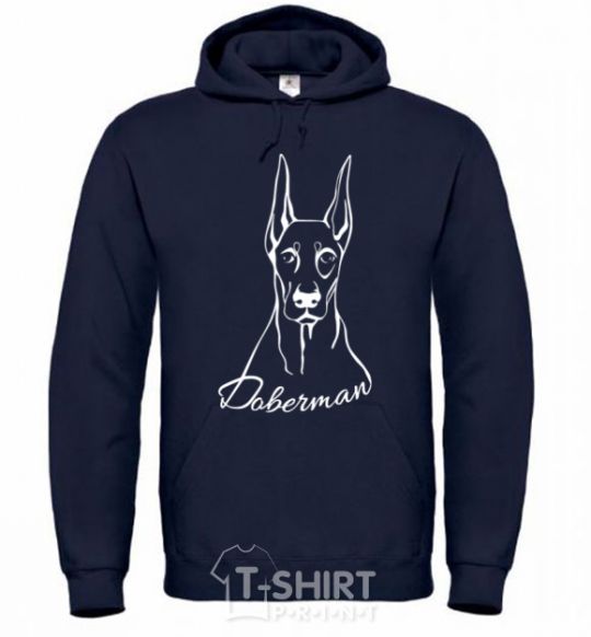 Men`s hoodie Doberman White navy-blue фото