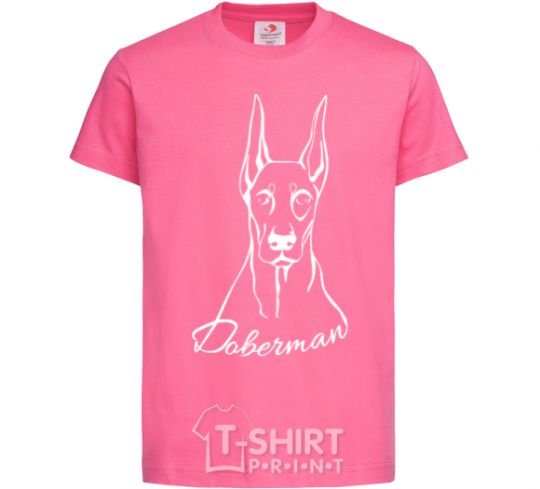Детская футболка Doberman White Ярко-розовый фото