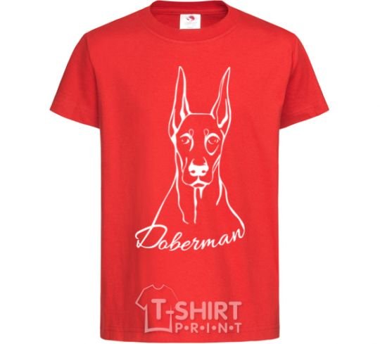 Kids T-shirt Doberman White red фото