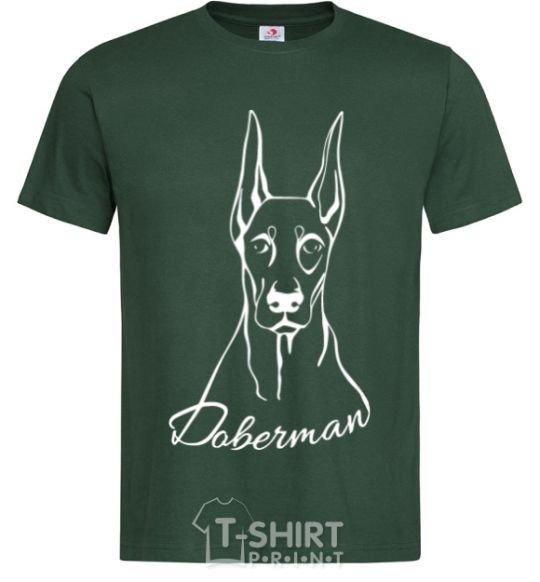 Men's T-Shirt Doberman White bottle-green фото