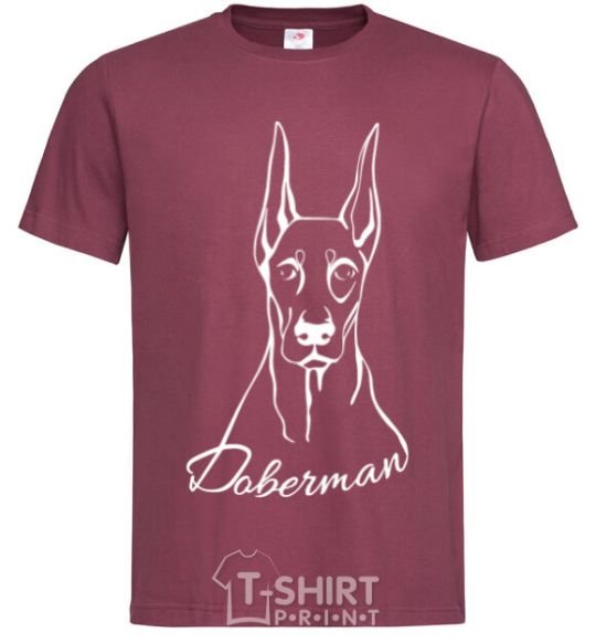 Men's T-Shirt Doberman White burgundy фото