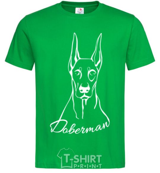 Men's T-Shirt Doberman White kelly-green фото